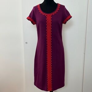 Boden Purple Sheath Dress with Embroidery Detail
